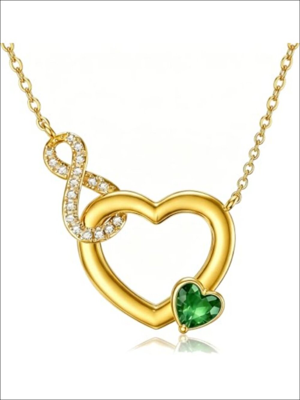 18K Gold Infinity Heart Birthstone Necklace Adjustable 18-20" Gift for Women